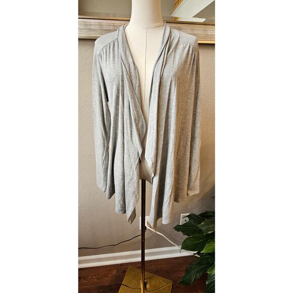 J. Jill Stretch Waterfall Lightweight Drape Cardigan Sweater Women Size SP Gray‎ - Picture 1 of 5